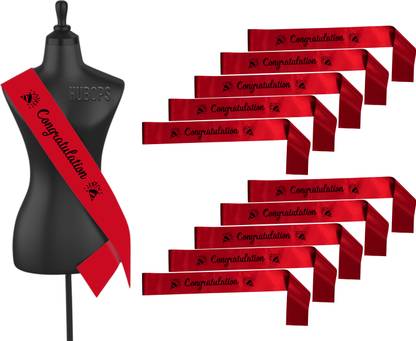 hubops Congratulation Sash for Party, Events, Party Decorations Pack of 10 Red