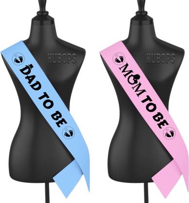 hubops Baby Shower Mom to be Sash and Dad to be sash for Baby Shower Party Pink & Blue