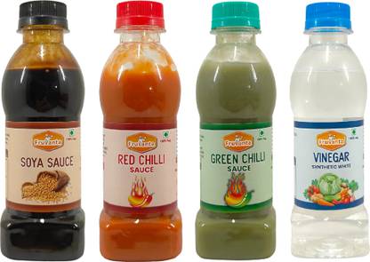 Fruvanta Sauce combo of Soya Sauce,Green Chilli Sauce,Red Chilli Sauce,Vinegar(200g x4) Sauces & Ketchup