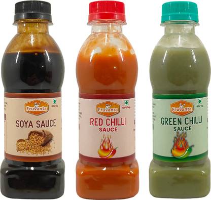 Fruvanta Soya Sauce , Green Chilli Sauce, Red Chilli Sauce (200g x 2) (Pack of 3) Sauces & Ketchup