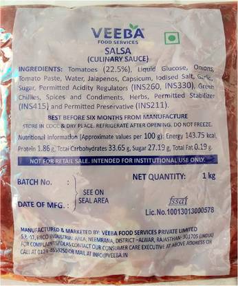 VEEBA Salsa Culinary Sauce 1 Kg Sauces & Ketchup