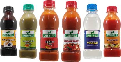 GREEN PIECE Soya Sauce ,Green Chilli ,Red Chilli,Tomato Vegetable,Vinegar (200gm x6) Sauces & Ketchup