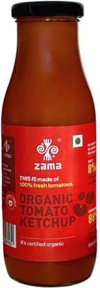 zama Organics Tomato Ketchup 300g Glass Bottle | No artificial Dyes and flavours Ketchup