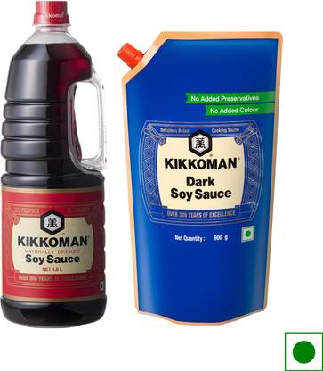 Kikkoman Soy Sauce + Dark Soy Sauce Combo - (1.8 Liter + 900 gram) Sauce