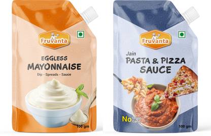 Fruvanta Jain Combo Pizza Pasta Sauce and Eggless Mayonnaise.(200gm x 2(Pack of 2) Sauce & Dip