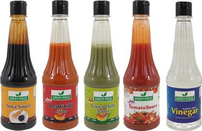 GREEN PIECE Jain Sauce Without Onion/Garlic Soya ,Green Chilli,Red Chilli,Tomato & Vinegar Sauce