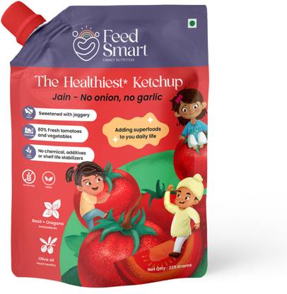 FeedSmart Healthiest Jain Ketchup Made with 80% Fresh Tomatoes No Preservatives & No Sugar Sauce