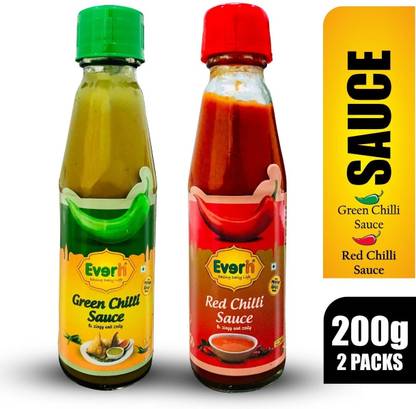 Everin Zingy and Red Chilli and Green Spicy Combo Sauces