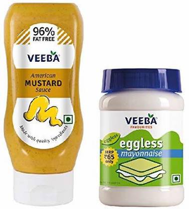 VEEBA American Mustard Sauce,320g and Eggless Mayonnaise,250g - Pack of 2 Ketchup