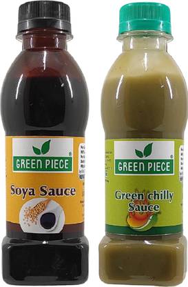 GREEN PIECE Green Chilli Sauce (200gm),Soya Sauce (200g)(Pack of 2) Sauces & Ketchup