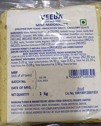 VEEBA Mint Mayonnaise 1kg Dip