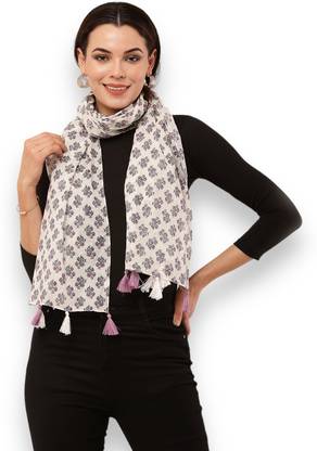 Neemzari Floral Print Pure Cotton Women Stole, Scarf, Fancy Scarf