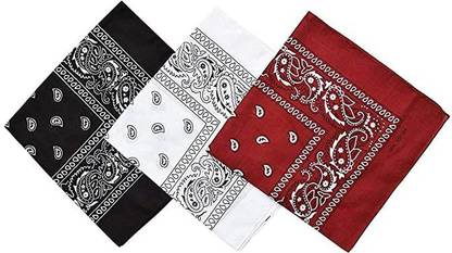 Good Shopkeeper white, red and black multiuse cotton 20inches x 20inches handkerchief ["black, red and white"] Handkerchief