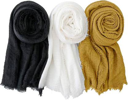 Icw Self Design Cotton Blend Women Fancy Scarf, Scarf, Stole