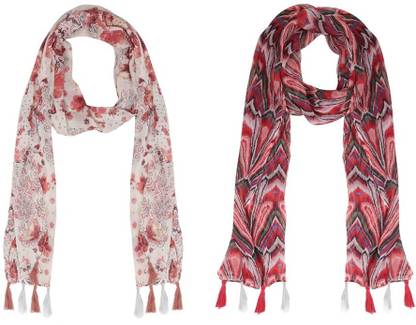 XMSFASHION Printed Chiffon Women Scarf, Stole, Fancy Scarf