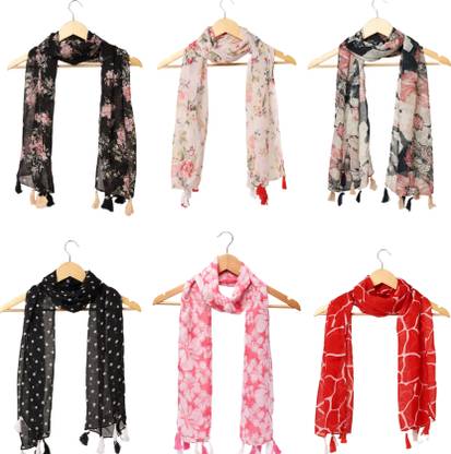RiddleNeedle Floral Print Chiffon Women Scarf, Fancy Scarf, Stole