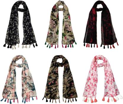 StoleVilla Floral Print Chiffon Women Scarf, Stole, Fancy Scarf
