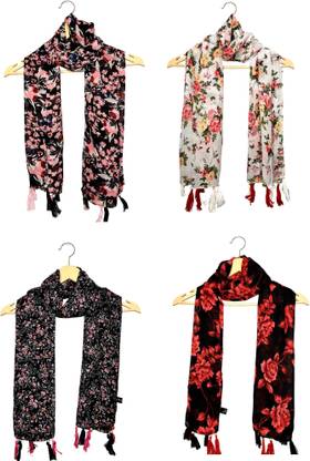 STOLE MATE Yours Forever Floral Print Chiffon Women Scarf, Stole, Fancy Scarf