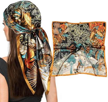 NK Textiles Printed Satin Blend Women Fancy Scarf