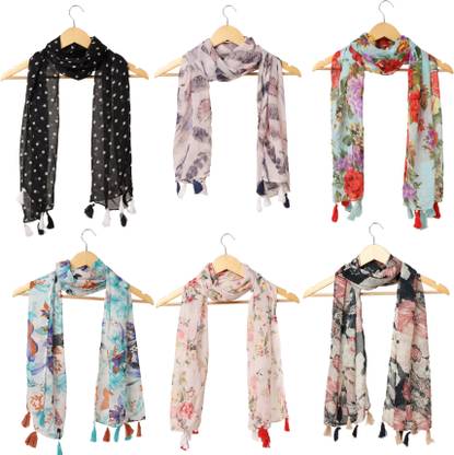 RiddleNeedle Floral Print Chiffon Women Scarf, Stole