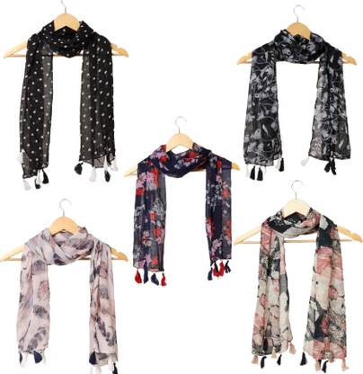 RiddleNeedle Printed Chiffon Women Scarf, Stole, Fancy Scarf