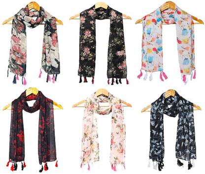 StoleVilla Printed Chiffon Women Scarf, Stole, Fancy Scarf