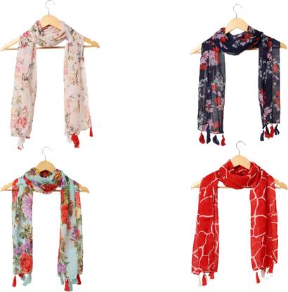 RiddleNeedle Printed Chiffon Women Scarf, Stole, Fancy Scarf