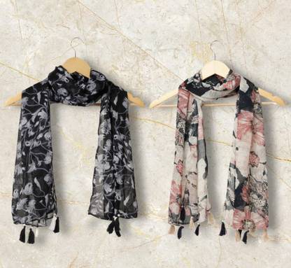 RIDDLE NEEDLE Printed Chiffon Women Scarf, Stole, Fancy Scarf