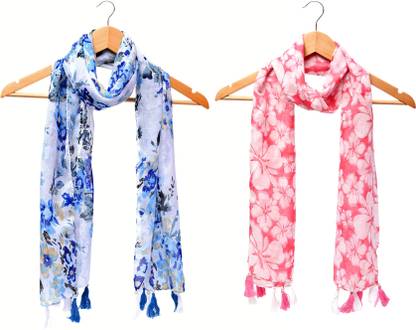 RIDDLE NEEDLE Floral Print Chiffon Women Scarf, Fancy Scarf, Stole