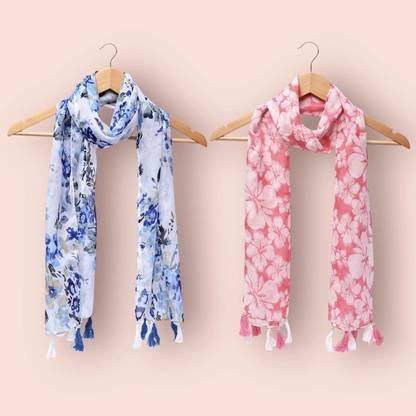 RIDDLE NEEDLE Printed Chiffon Women Scarf, Stole, Fancy Scarf