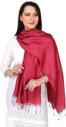 Silk Ruute Solid Silk Blend, Tussar Silk, Viscose Women Scarf