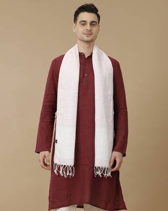 Linen Club Striped Pure Linen Men & Women Scarf
