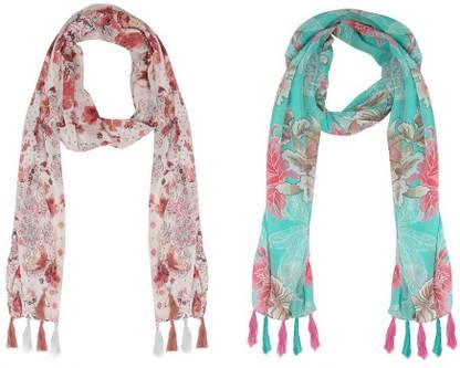 mss FASHION Printed Chiffon Women Scarf, Stole, Fancy Scarf