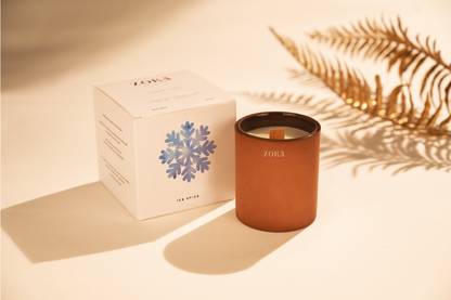 zora Scented Soy Wax Candle in Terracotta Vessel- Scent Ice Age Spice- 40Hr Burn Time Candle
