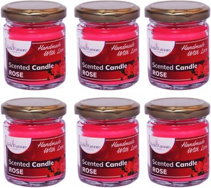 Veladamore Soy Wax Scented Yankee Jar Candles -100 ML Rose Pack of 6 Candle