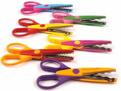 Rudra Designer Shape Cutter Scissor Pack of 6 Different Design, Zig Zag Scissor for DIY Craft Work, Project Work, Border Making and Scrapbooking, Multicolor, Designer Shape Scissor Pack of 6 Scissors