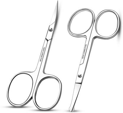 Swiss Connection Rounded & Curved Scissors for Eyebrow, Nose, Mustache & Beard Trimming Scissors