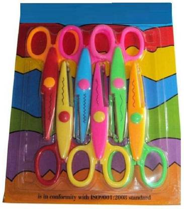 BEFLIX SET OF 6 Pieces Art and Craft Zig zag Paper Shaper Scissor For Greeting Cards Scissors