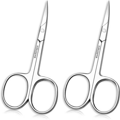 Swiss Connection Stainless Steel Grooming Scissors | Curved Blade for Nose & Eyebrow Trimming Scissors