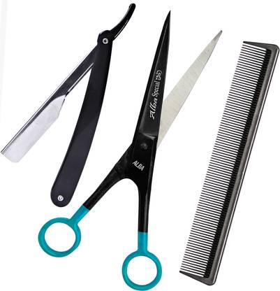 aramco india Salon Professional Combo Barber scissors, Hair Comb, Razor Shaver Scissors