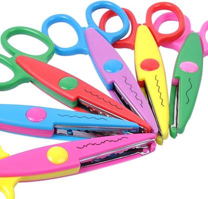 KRYTONE Craft Scissors Colorful Safety Decorative Edge Scissors Zig Zag Scissors