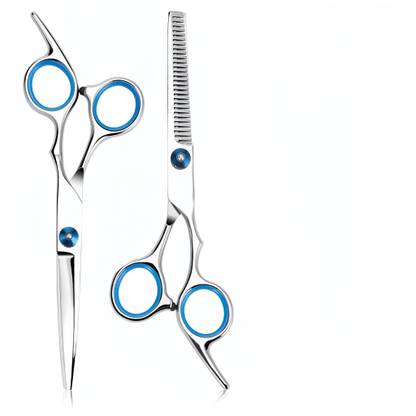 HANNEA 9Pcs Barber Hair Cutting Professional Scissors Kit with Combs Cloak Clips Scissors