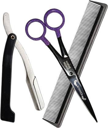STEAD Winner 6" Scissor 1 , Shaving Razor 1, Barber Comb 1, For Salon Men & Women Scissors