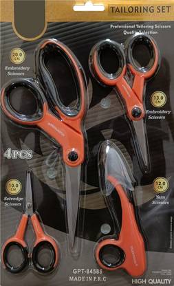 Shuttle Tailoring Scissors Set Selection 4 pcs 2 Embroidery, 1 Selvedge, 1 Yarn Scissors Scissors
