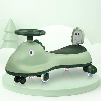 HOMESTIC Swing Car for Kids 3+ Years | 80 Kg Weight Capacity | Shark - Green Kids Scooter