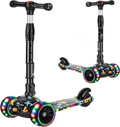 KOUREVON 3 Wheel Kick scooter with 4 level Height, Light wheel, 80kg weight capacity Kids Scooter