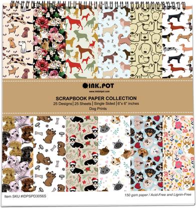 Inkdotpot 25 Sheets Dog Scrapbook Paper Pad 6x6, Single-Sided DIY Paper Theme,  Scrapbook Kit