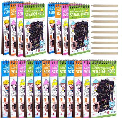 Goldleaf Rainbow Scratch Mini Drawing 8 Sheets Note Pad (Pack of 10Pcs) Theme, Scrapbook Kit