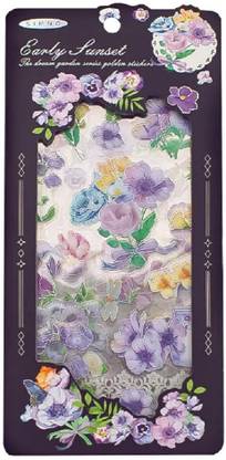 Digi Online 8 sheets PET Sticker Set Flower Series Journal Stickers 10 x 19 cm size (Violet) Theme,  Scrapbook Kit
