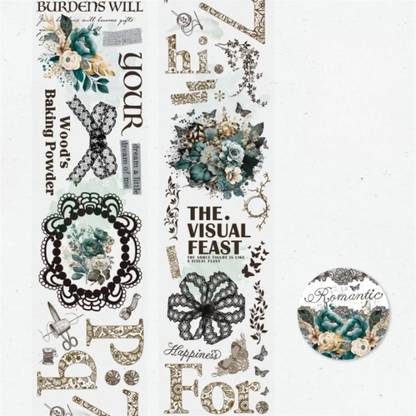 Digi Online PET Stickers Tape 5 cm x 2 meter size Washi Tape Journal Sticker (Flower Mirror) Theme,  Scrapbook Kit